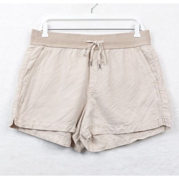 GAP Linen Cotton Relaxed Fit Drawstring Shorts Pull On Utility Basic Neutral M - Picture 1 of 7
